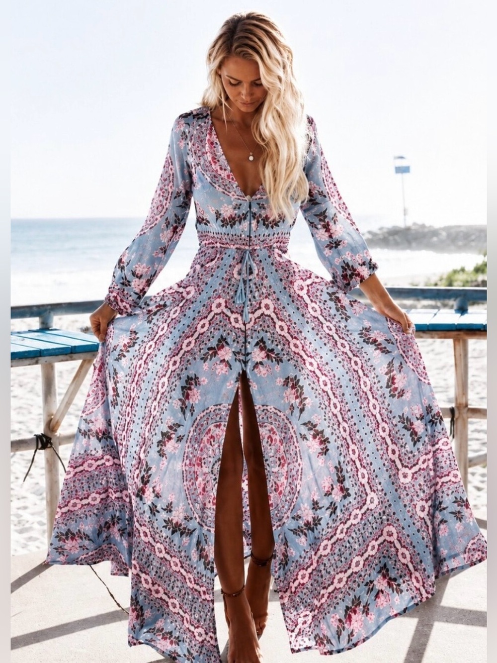 Spell Pandora Maxi Aquamarine Blue Floral XS